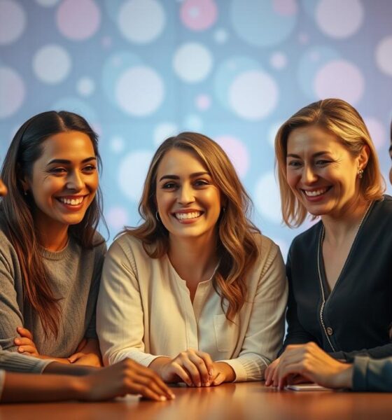 Young woman recording a makeup tutorial at home with a camera and lighting setup