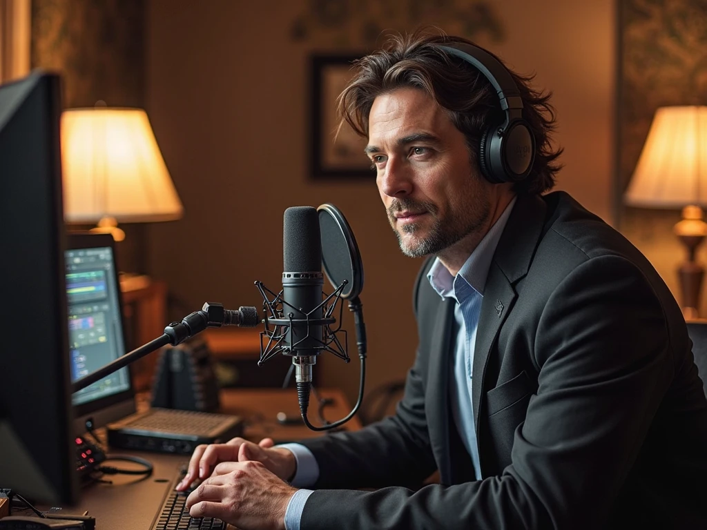 John Cerasani recording an episode of his podcast