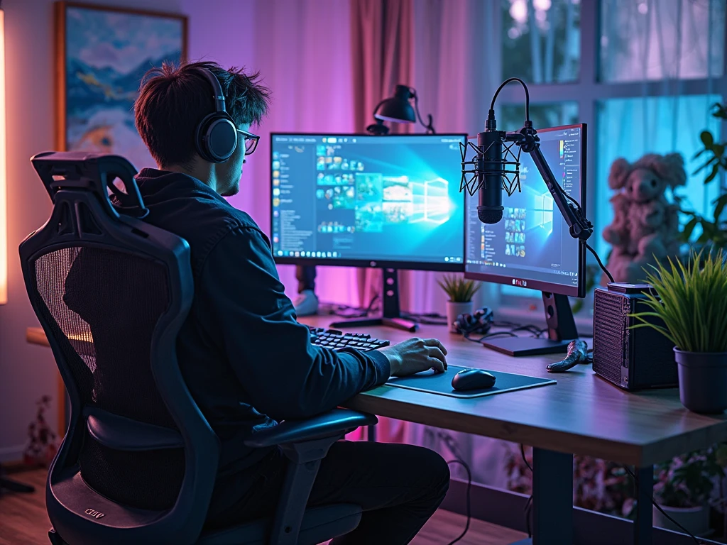 Illustration of a typical streamer lifestyle showing sedentary habits at a desk